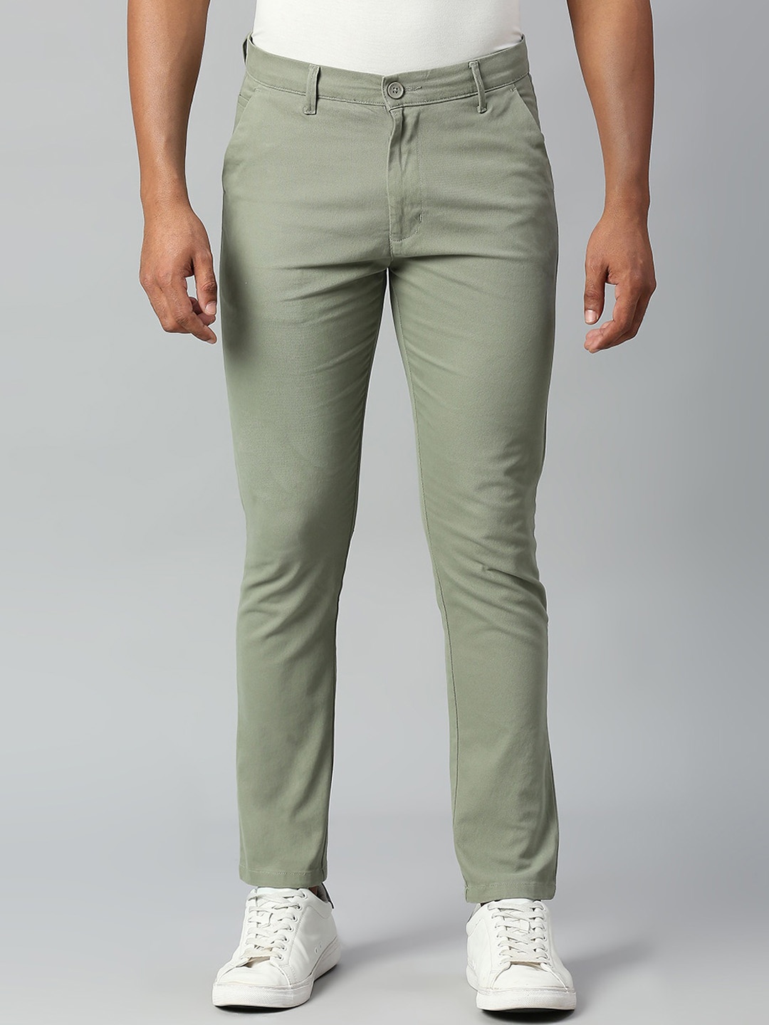 

Dennis Lingo Men Cotton Tapered Fit Trousers, Green