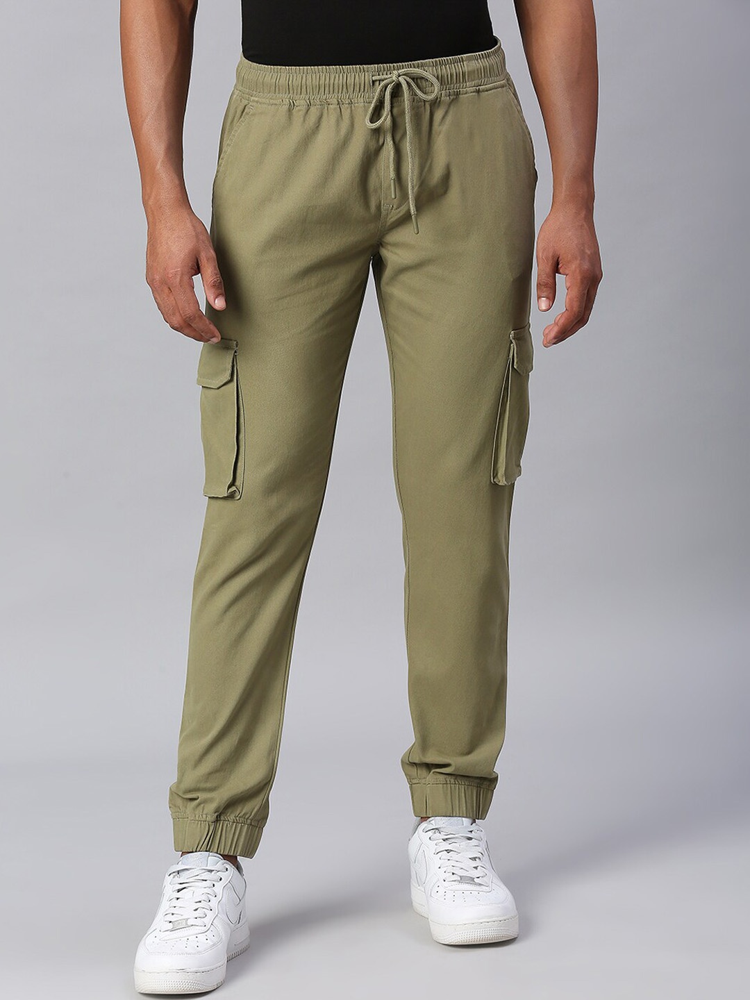 

Dennis Lingo Men Cotton Tapered Fit Cargo Joggers, Olive