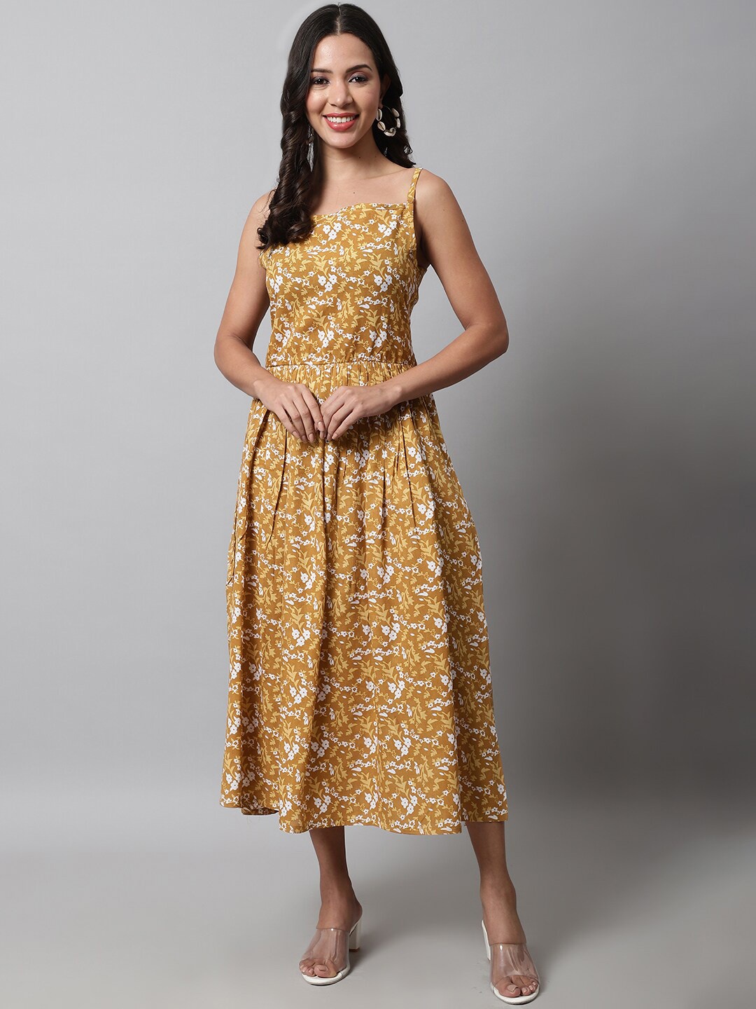 

KALINI Floral Midi Dress, Mustard