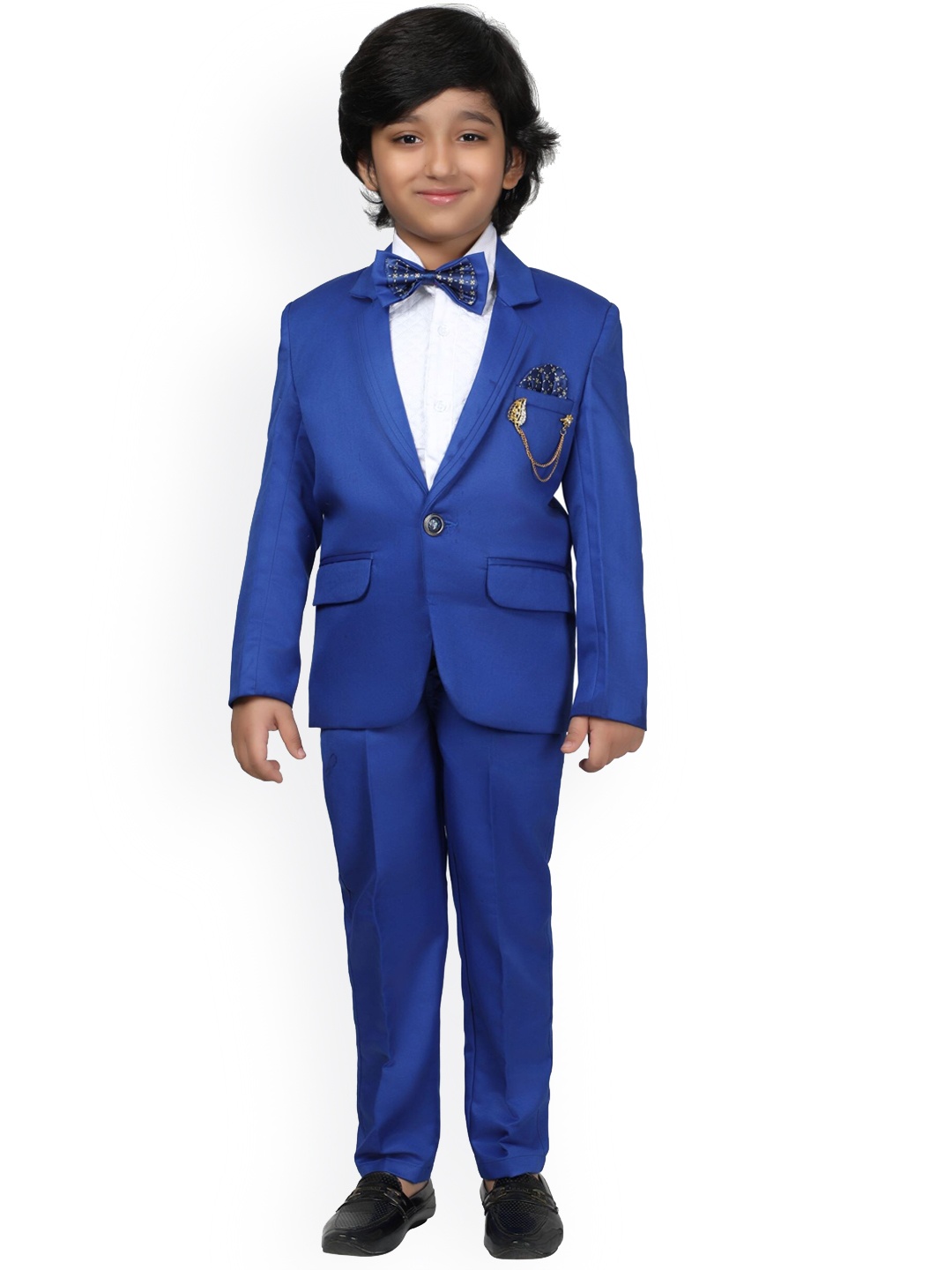 

DKGF FASHION Boys Solid Single-Breasted Regular Fit 4 Piece Suits, Blue