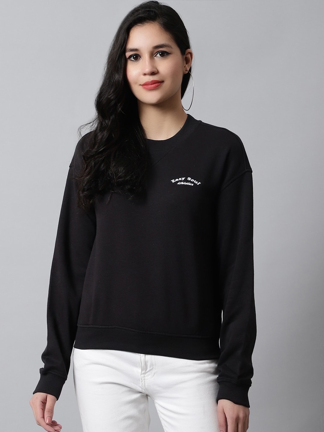 

NoBarr Round Neck Cotton Sweatshirt, Black