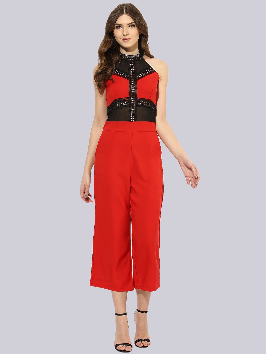 

KLEIO Women Halter Neck Basic Jumpsuit, Red