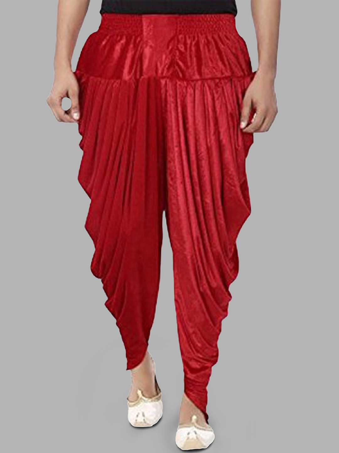 

ROYAL KURTA Men Solid Velvet Harem Pants, Maroon