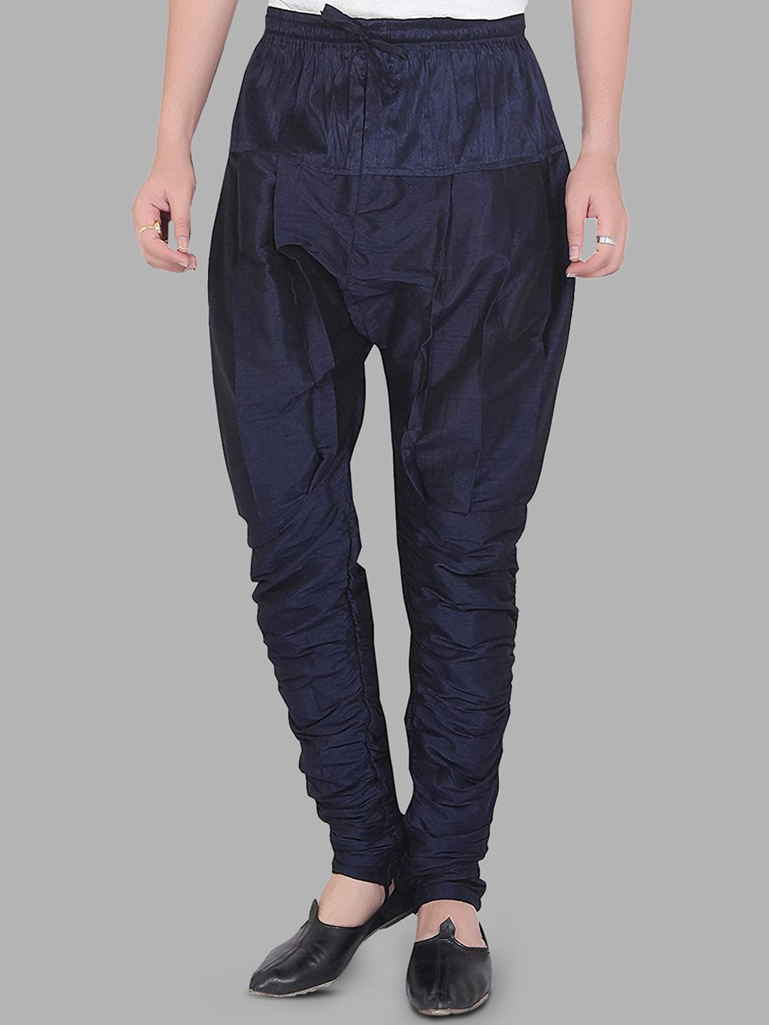 

ROYAL KURTA Men Solid Loose Fit Harem Pants, Navy blue