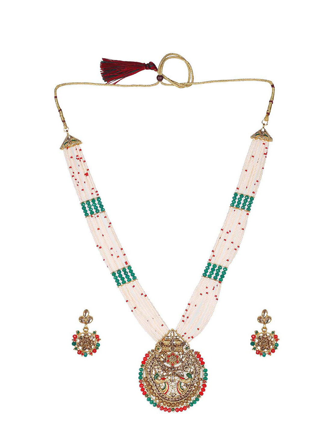 

MAD CLUB Gold-Plated Kundan-Studded & Pearl Beaded Jewellery Set
