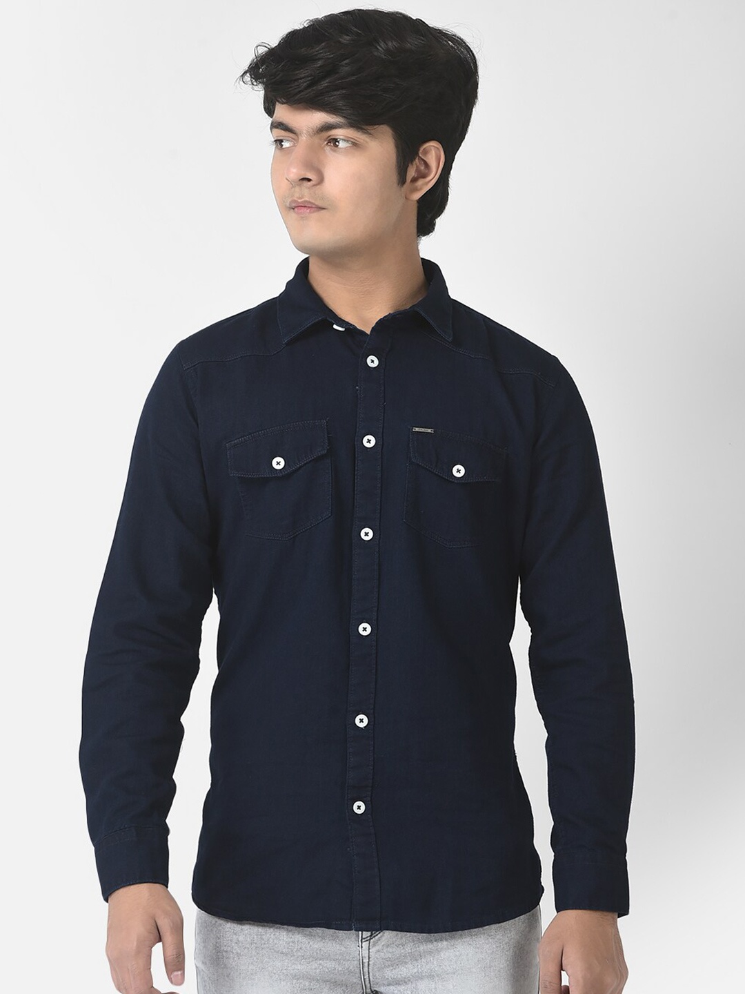 

Crimsoune Club Boys Slim Fit Cotton Casual Shirt, Navy blue