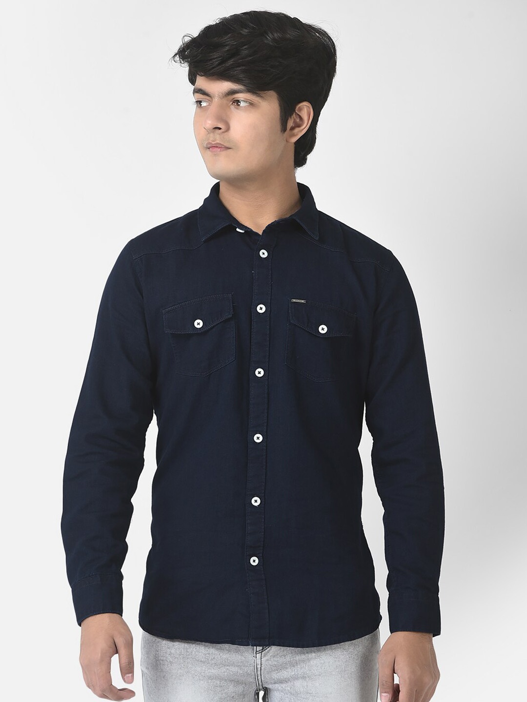 

Crimsoune Club Boys Slim Fit Cotton Casual Shirt, Navy blue