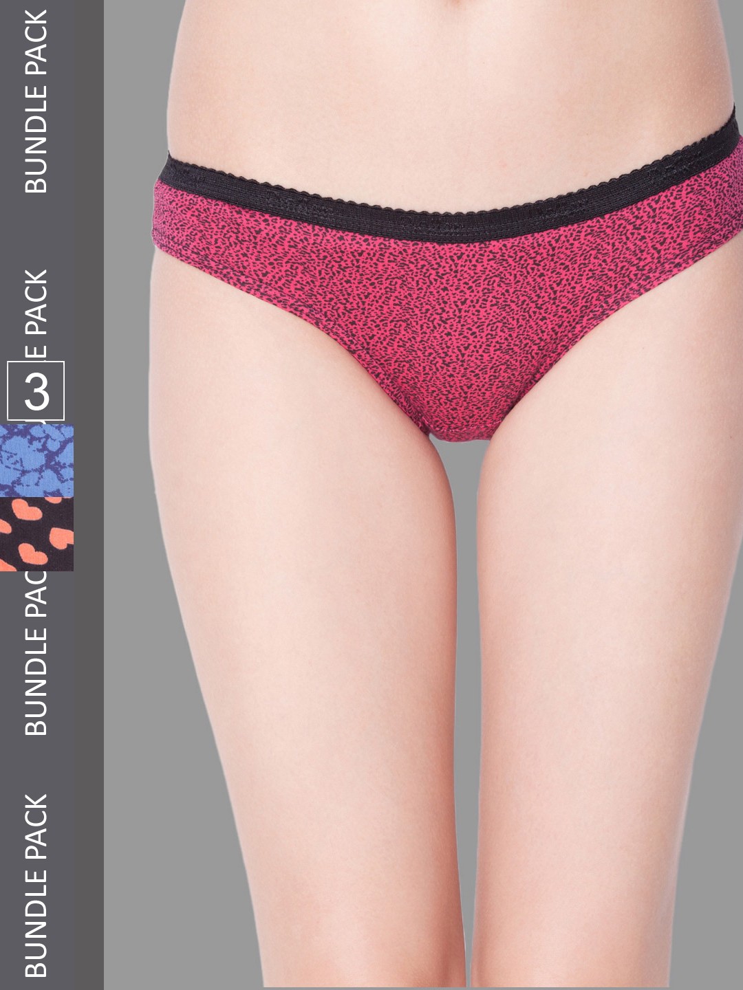 

Dollar Missy Pack of 3 Combed Cotton Deep Printed Outer Elasticated Bikini Briefs, Assorted