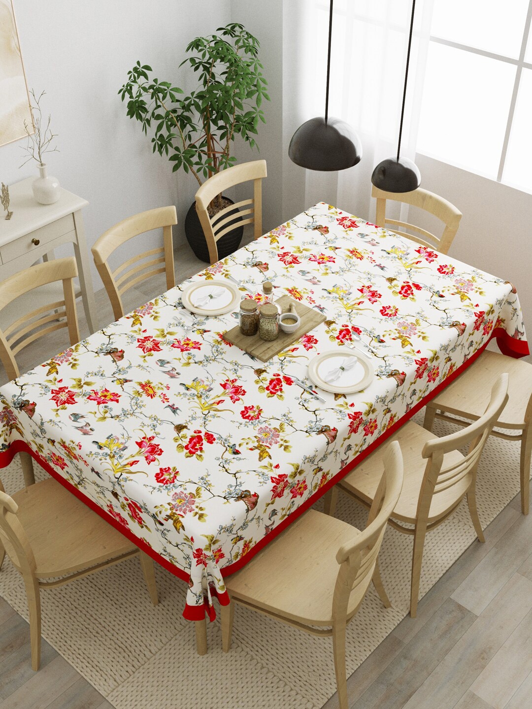 

Clasiko Red & Yellow Floral Printed Pure Cotton 8-Seater Rectangular Table Cover