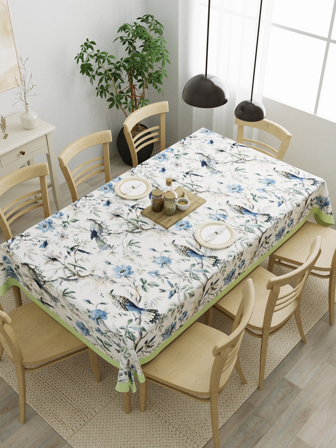 

Clasiko Blue & White Printed Pure Cotton 8-Seater Table Cover