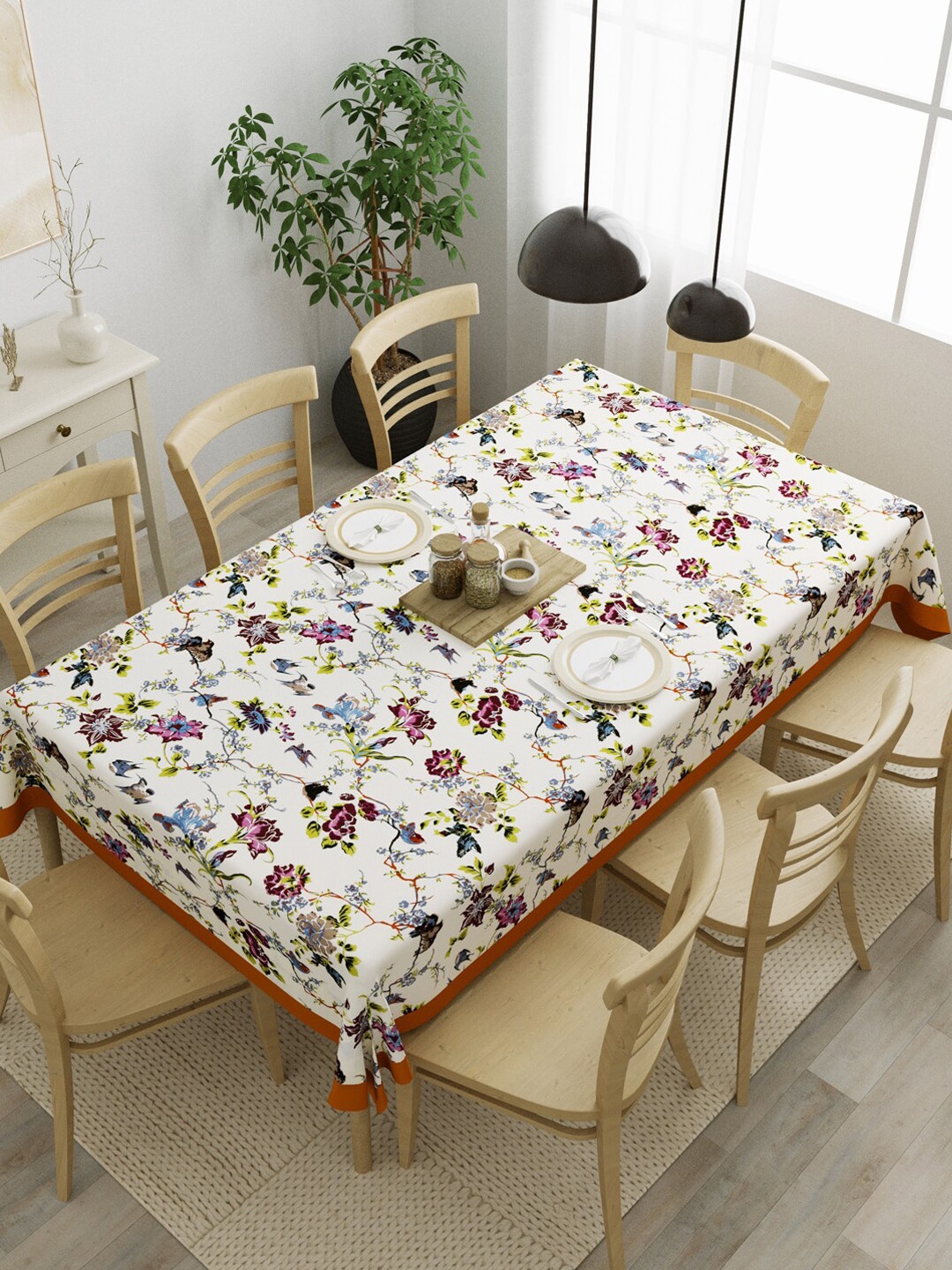 

Clasiko Cream & Brown Printed 8 Seater Pure Cotton Table Cover