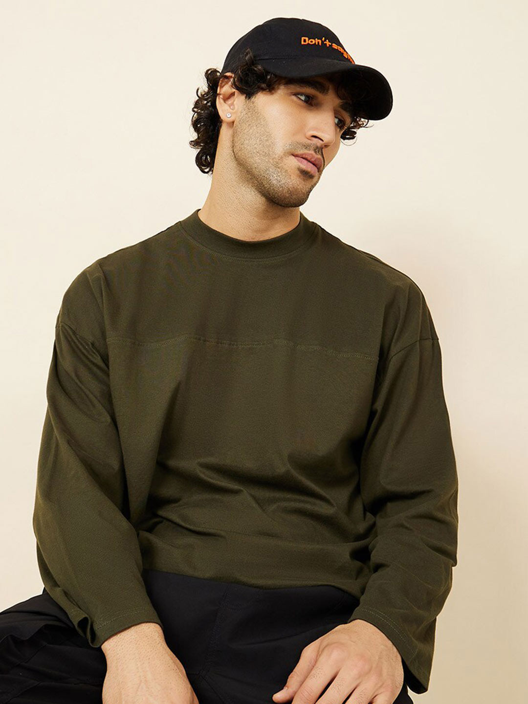 

Styli Pure Cotton Boxy T-shirt, Olive