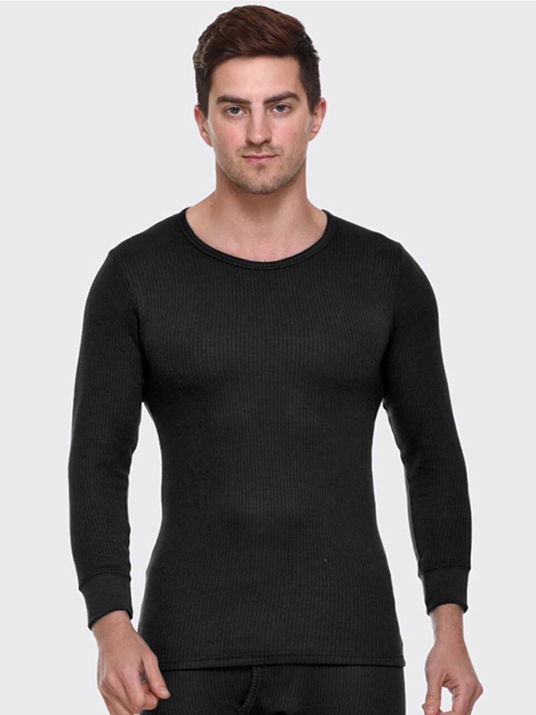 

Kanvin Men Ribbed Thermal Tops, Black
