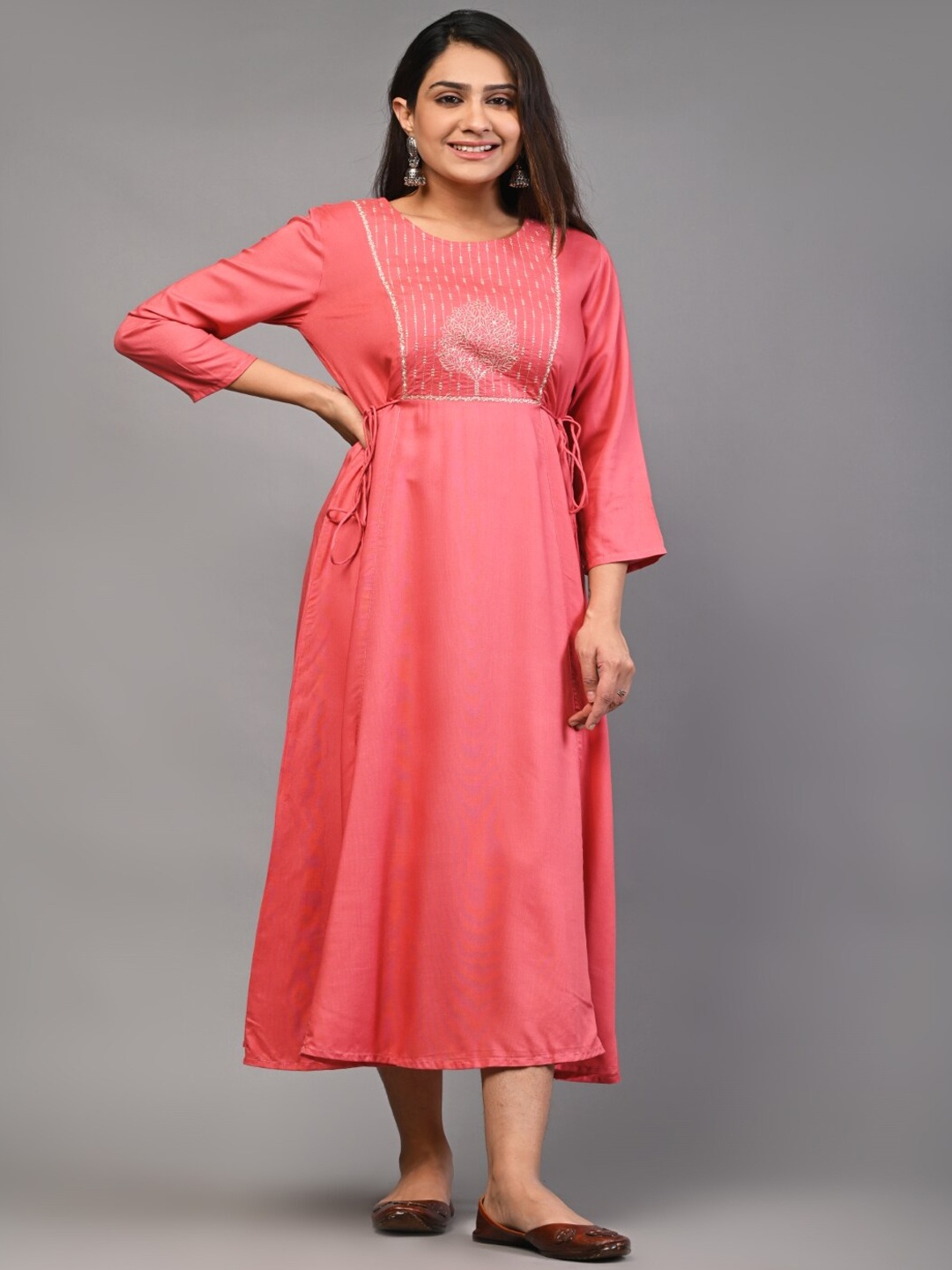 

DIVA WALK Embroidered Thread Work Anarkali Kurta, Pink