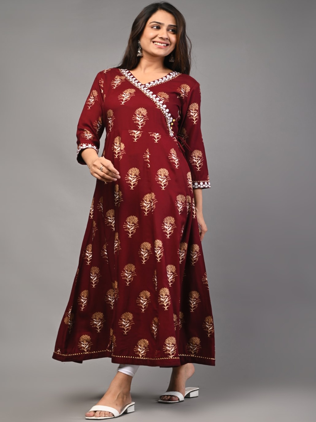 

DIVA WALK Ethnic Motifs Printed Kurta, Maroon
