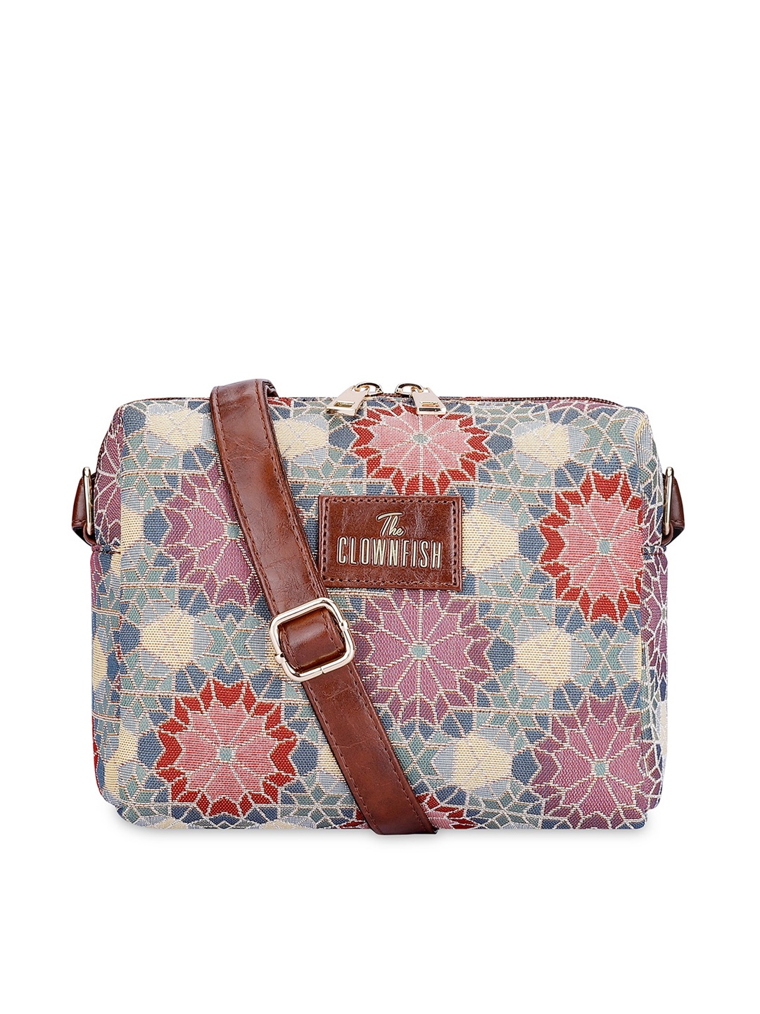 

THE CLOWNFISH Adelina Floral Printed Cotton Sling Bag Handbags, Blue