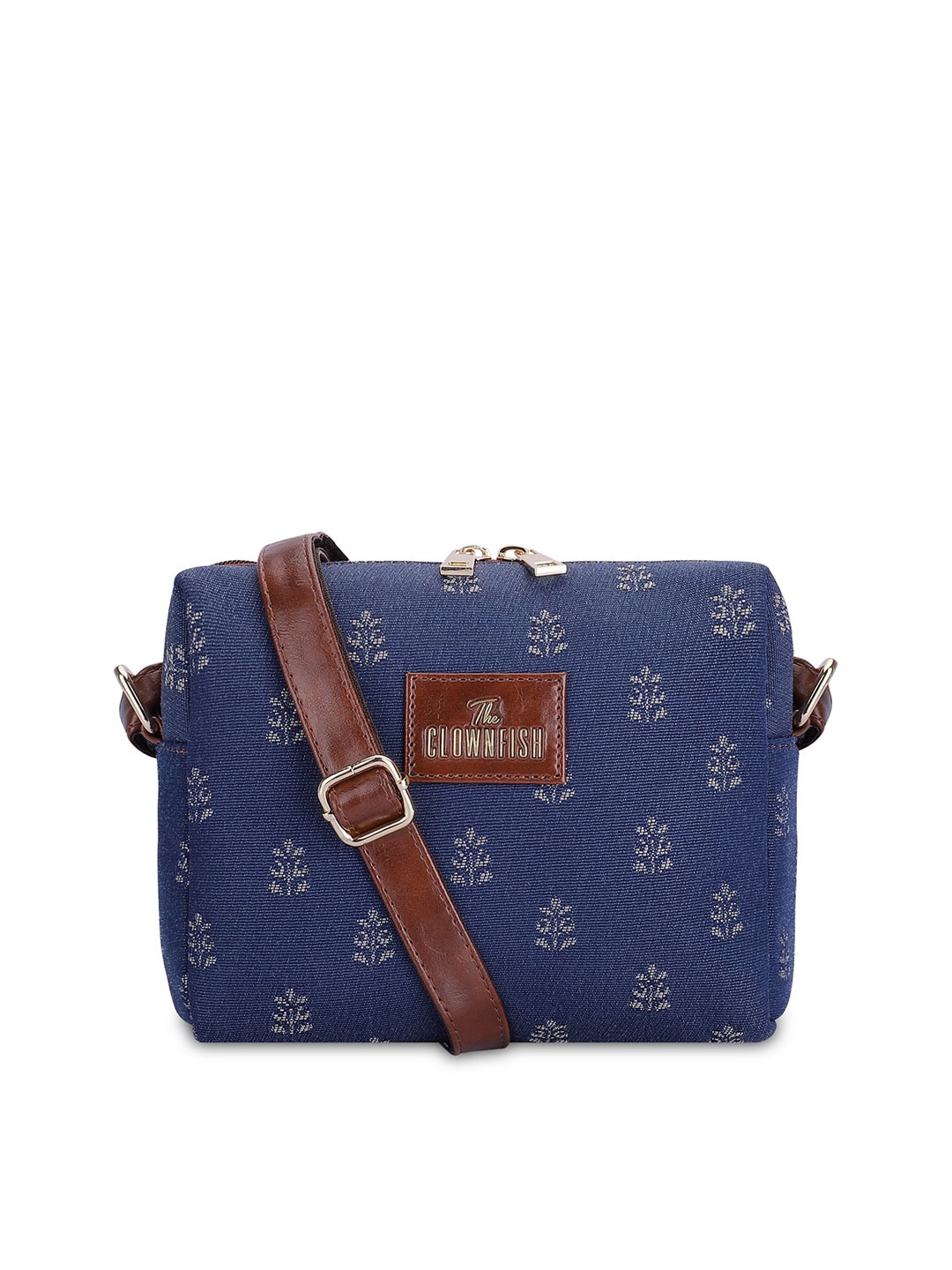 

THE CLOWNFISH Adelina Women Printed Cotton Structured Sling Bag, Blue