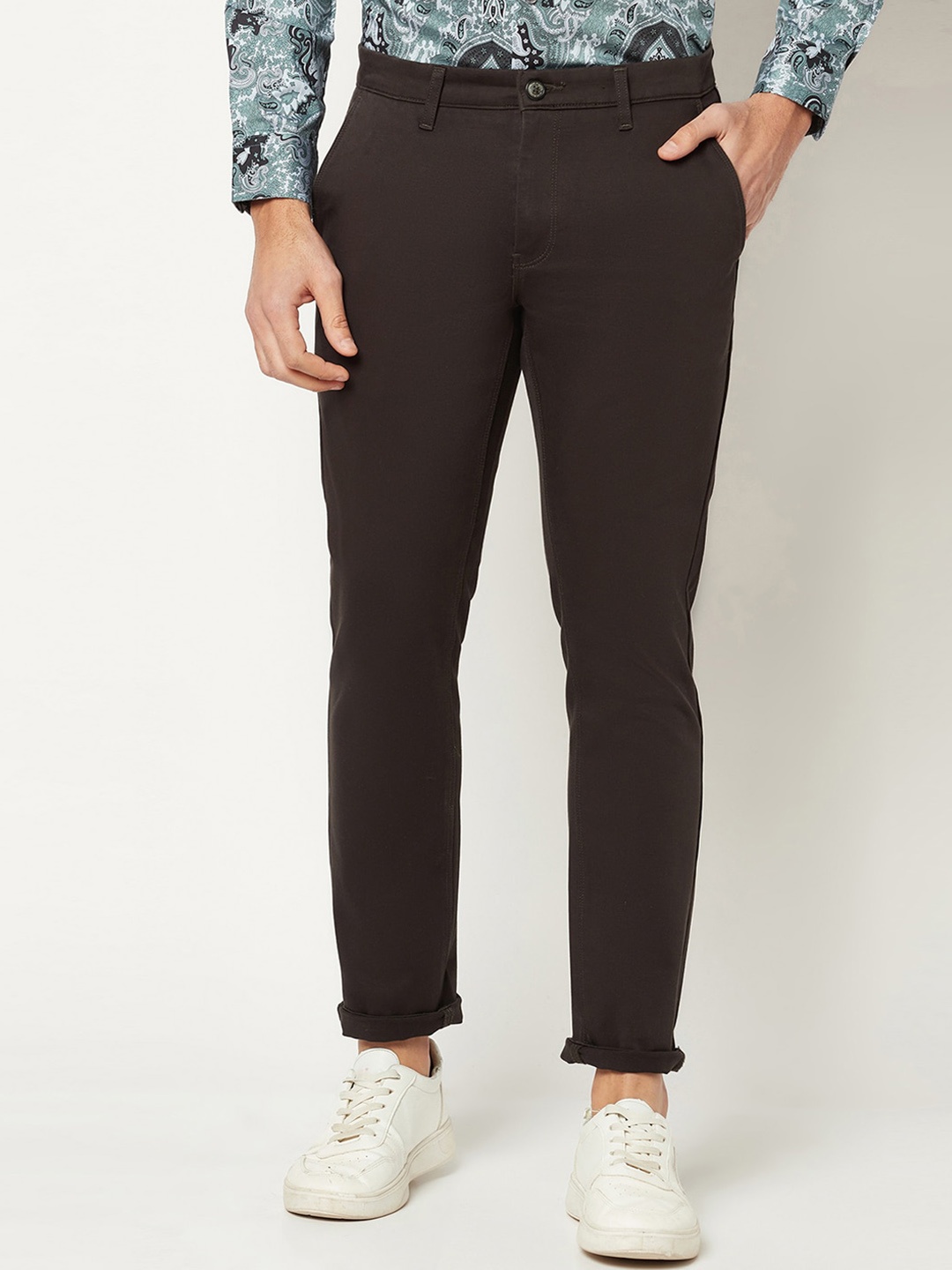 

Blue Buddha Men Pure Cotton Chinos Trousers, Grey