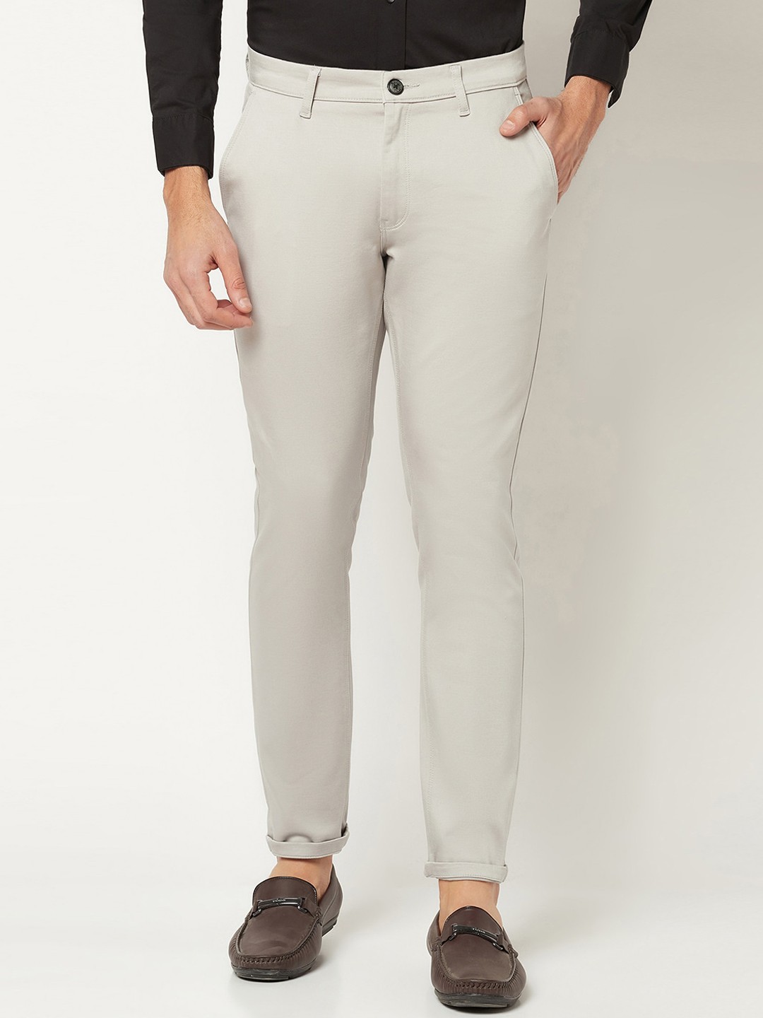 

Blue Buddha Men Pure Cotton Chinos Trousers, Grey