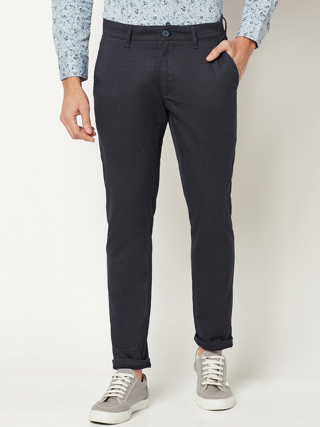 

Blue Buddha Men Pure Cotton Chinos Trousers, Navy blue