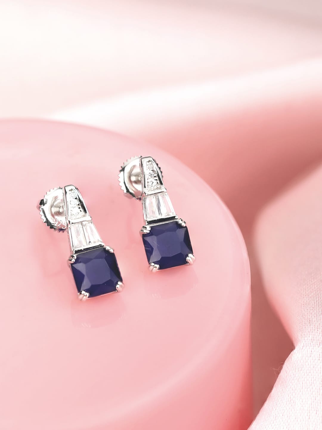 

Zavya Rhodium-Plated Sterling Silver Square Studs Earrings