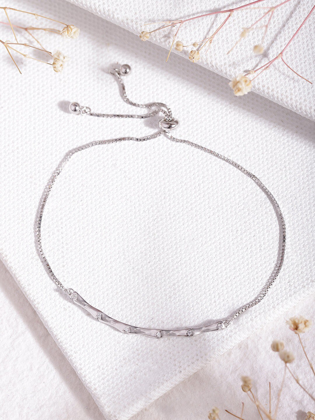 

Zavya Women Silver Rhodium-Plated Charm Bracelet, White