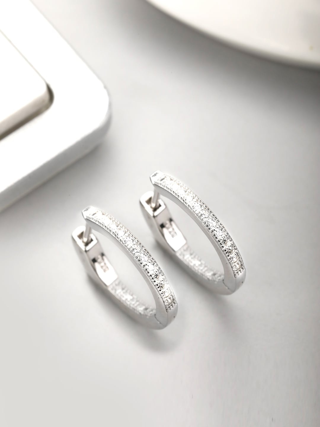 

Zavya Rhodium-Plated Sterling Silver Circular Hoop Earrings