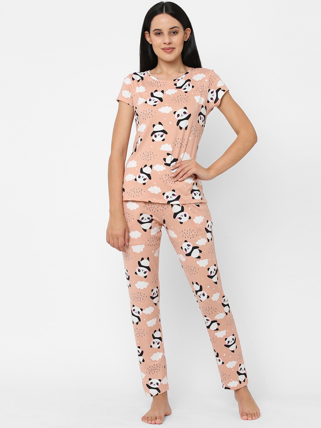 

Sweet Dreams Women Printed Night suit, Peach