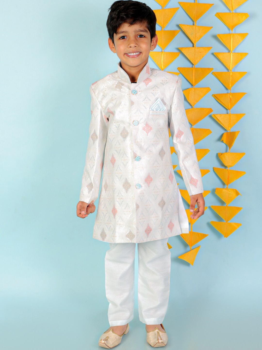 

KID1 Boys Self-Design Sherwani Set, Blue