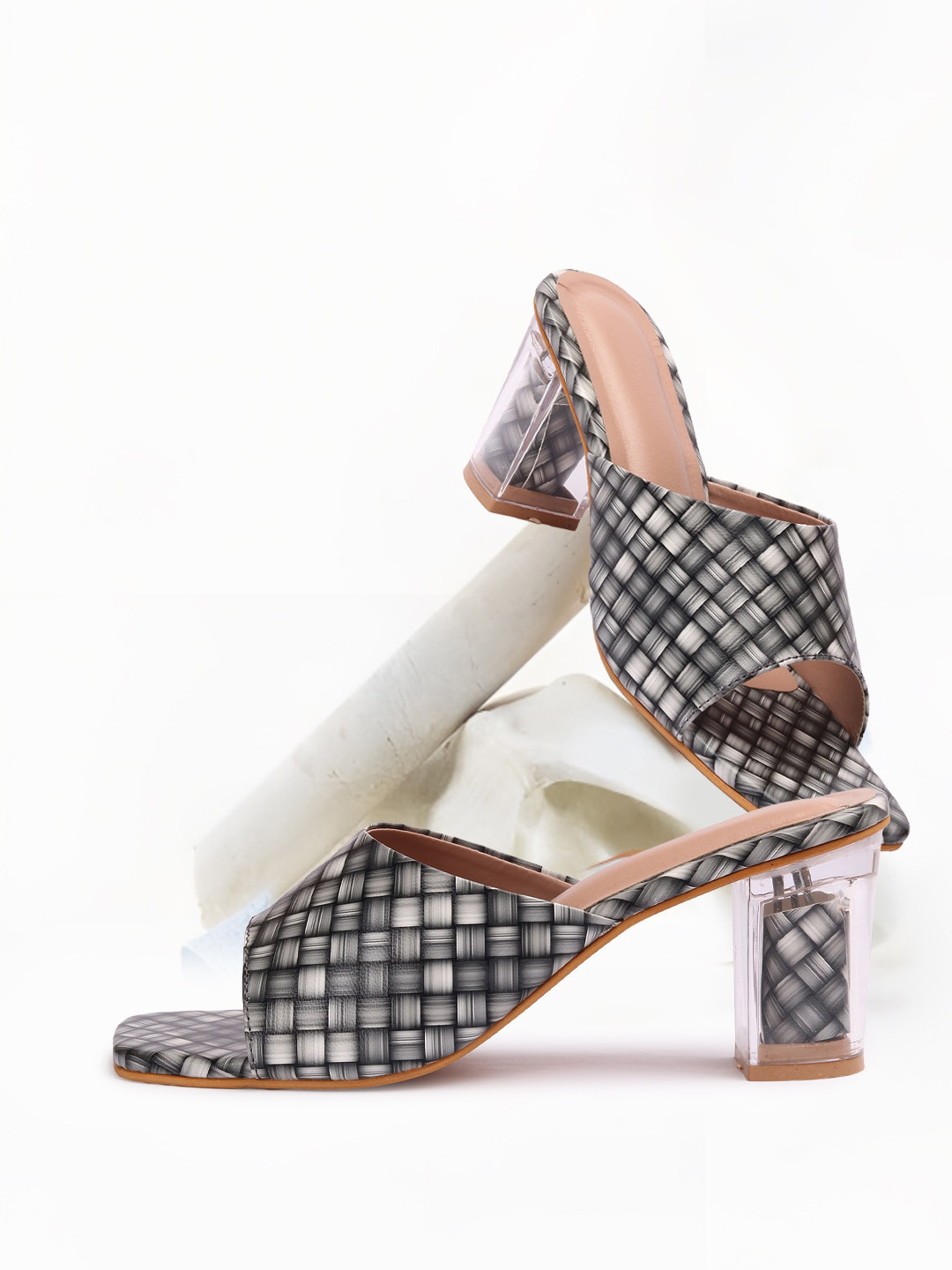

FASHIMO Printed Block Heels, Black