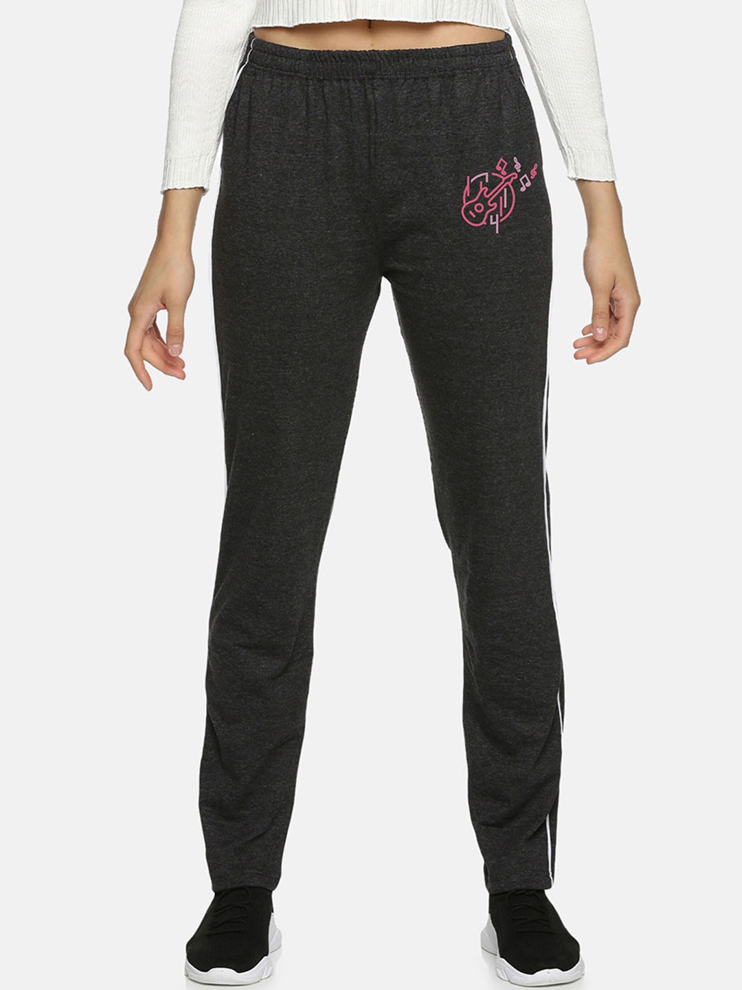 

NOT YET by us Women Plus Size Printed Track Pant, Charcoal