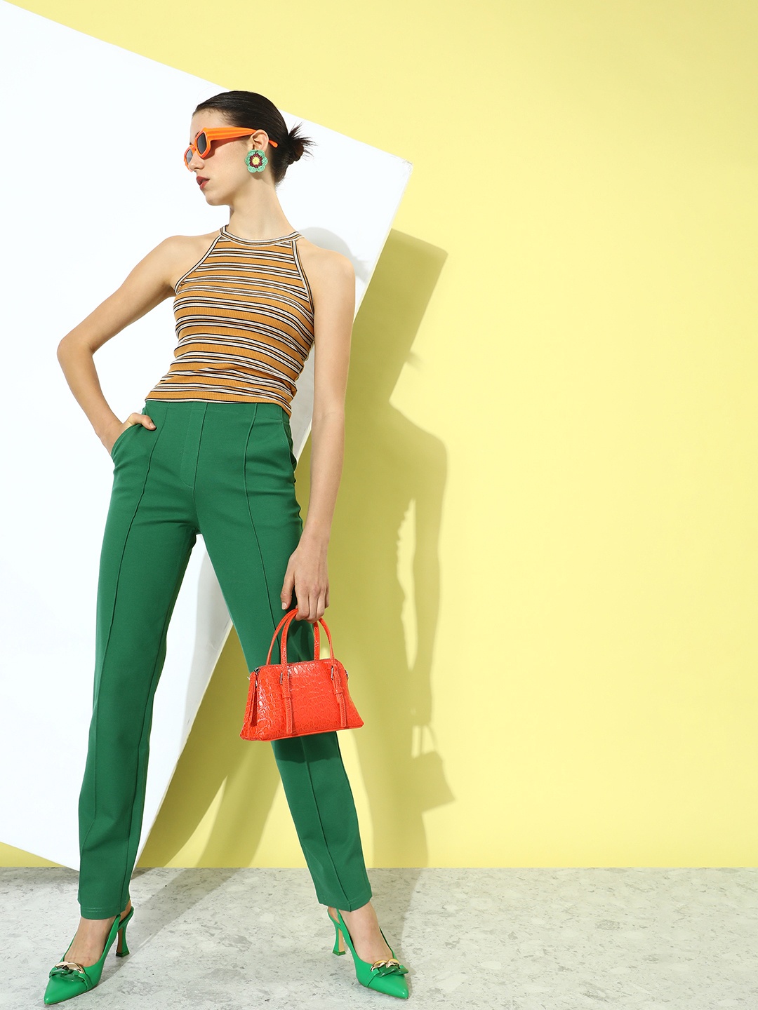 

Mast & Harbour Women WWW-90's Hollaback-Neck it is ! Striped Ribbed Knitted Top, Mustard