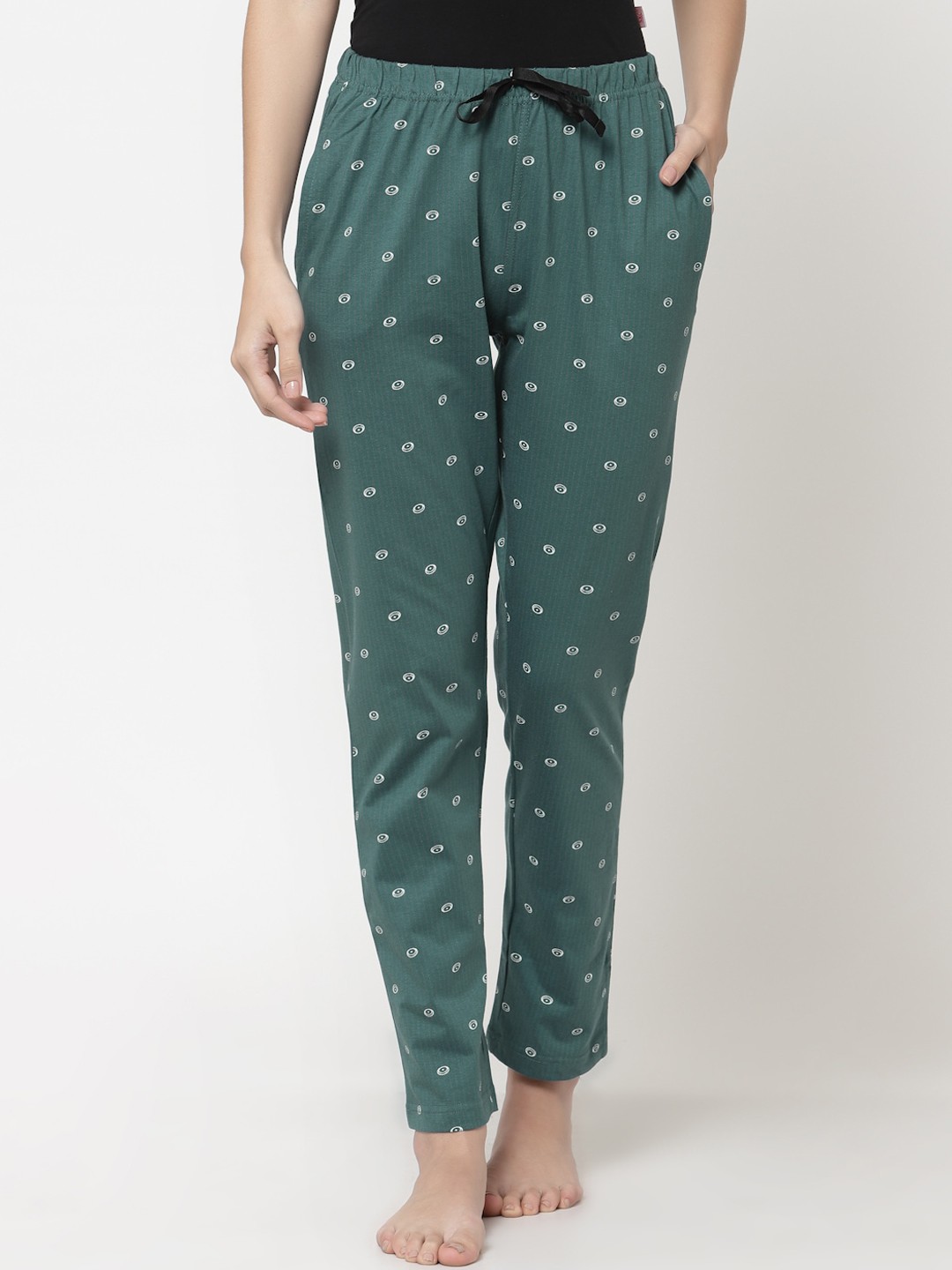 

Sweet Dreams Women Printed Cotton Lounge Pants, Green