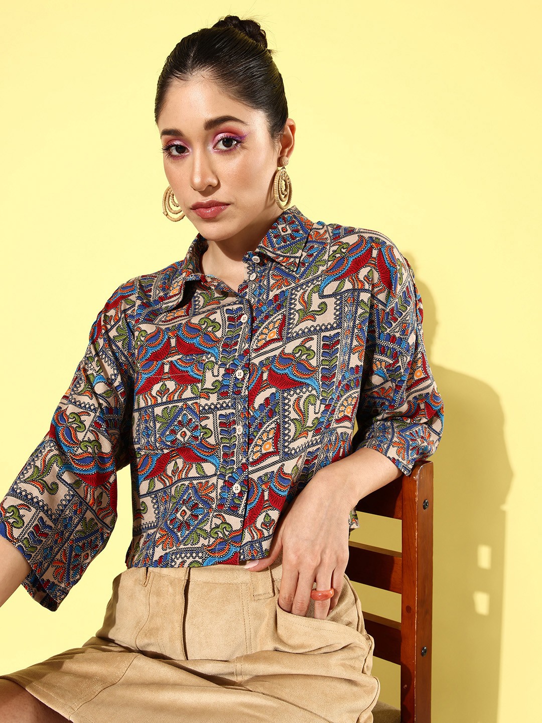 

DressBerry Multicoloured Ethnic Motifs Printed Holiday Hype Casual Shirt, Multi