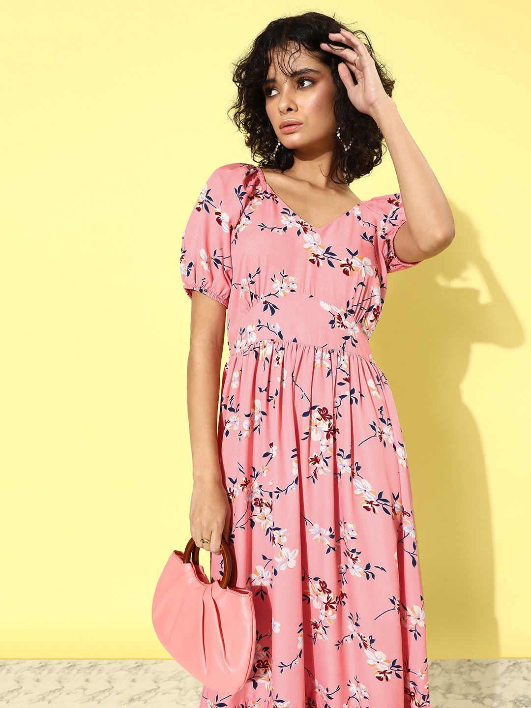 

4WRD by Dressberry Blush Pink Floral Print Romance Ramble Soulful Blooms Maxi Dress