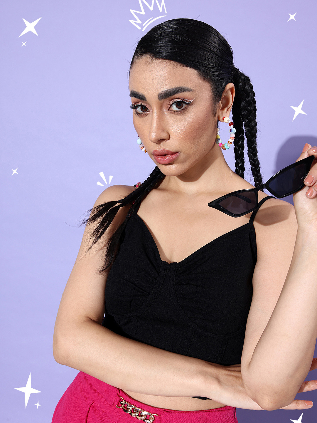

Dressberry Jet Black Draped In Daze Crop Top