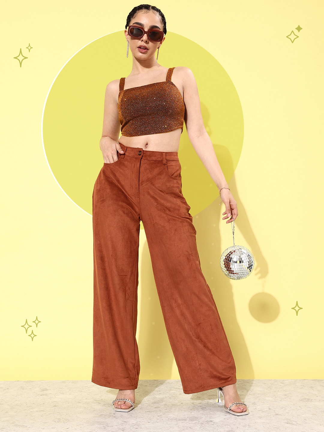 

DressBerry Embellished Crop Top, Rust