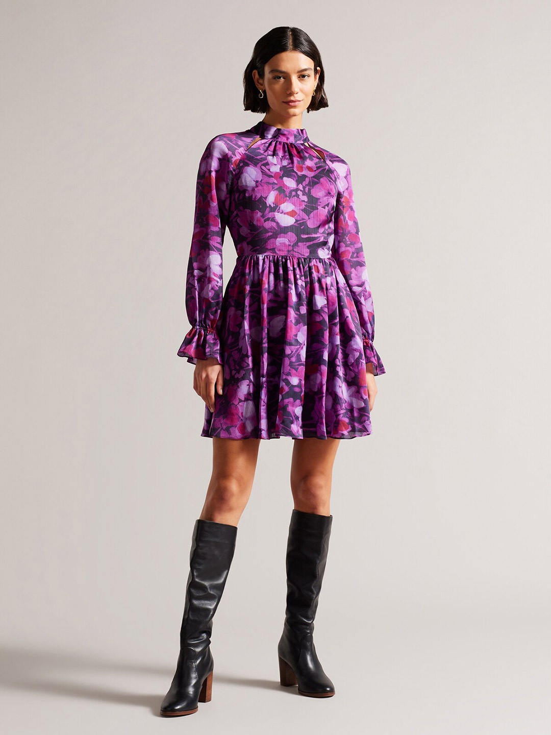 

Ted Baker Women Floral Printed Mini Dress, Purple