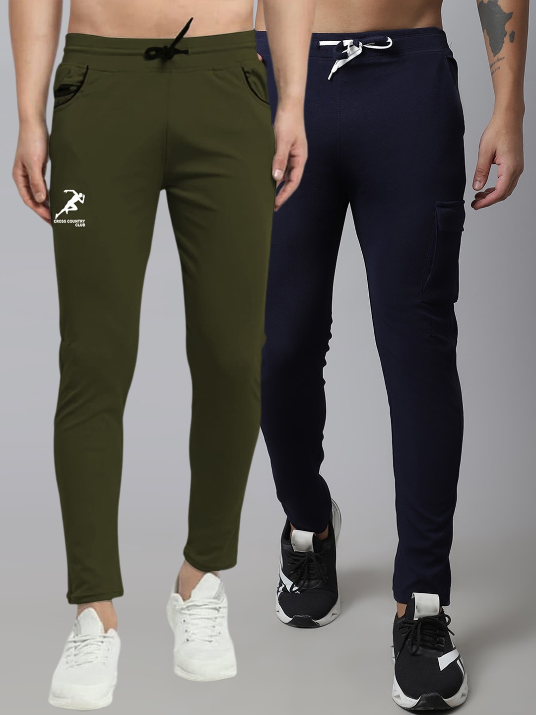 

GRACIT Men Pack Of 2 Cotton Track Pants, Navy blue