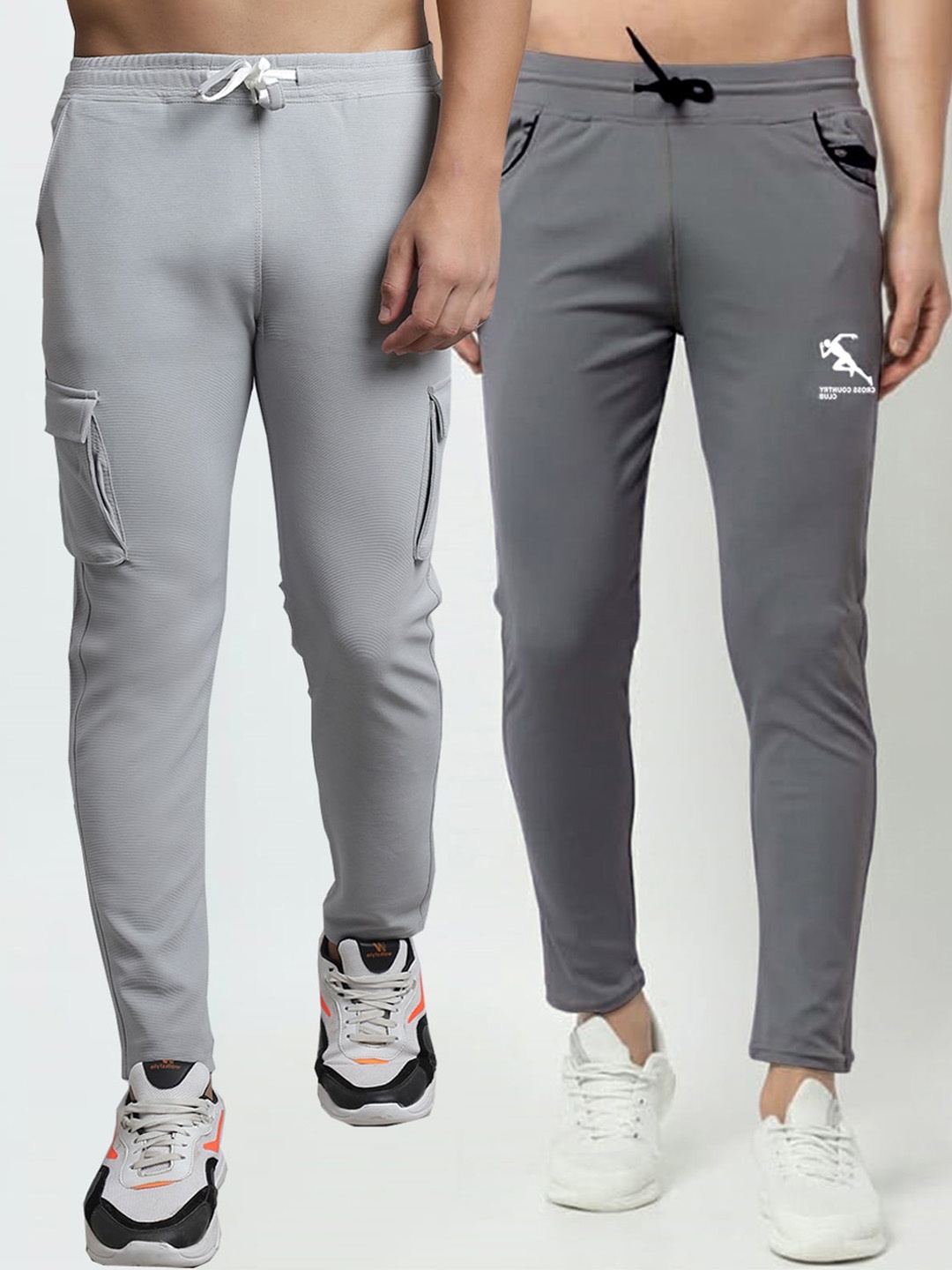 

GRACIT Country Club Men Cotton Pack Of 2 Cargo Track Pants, Grey