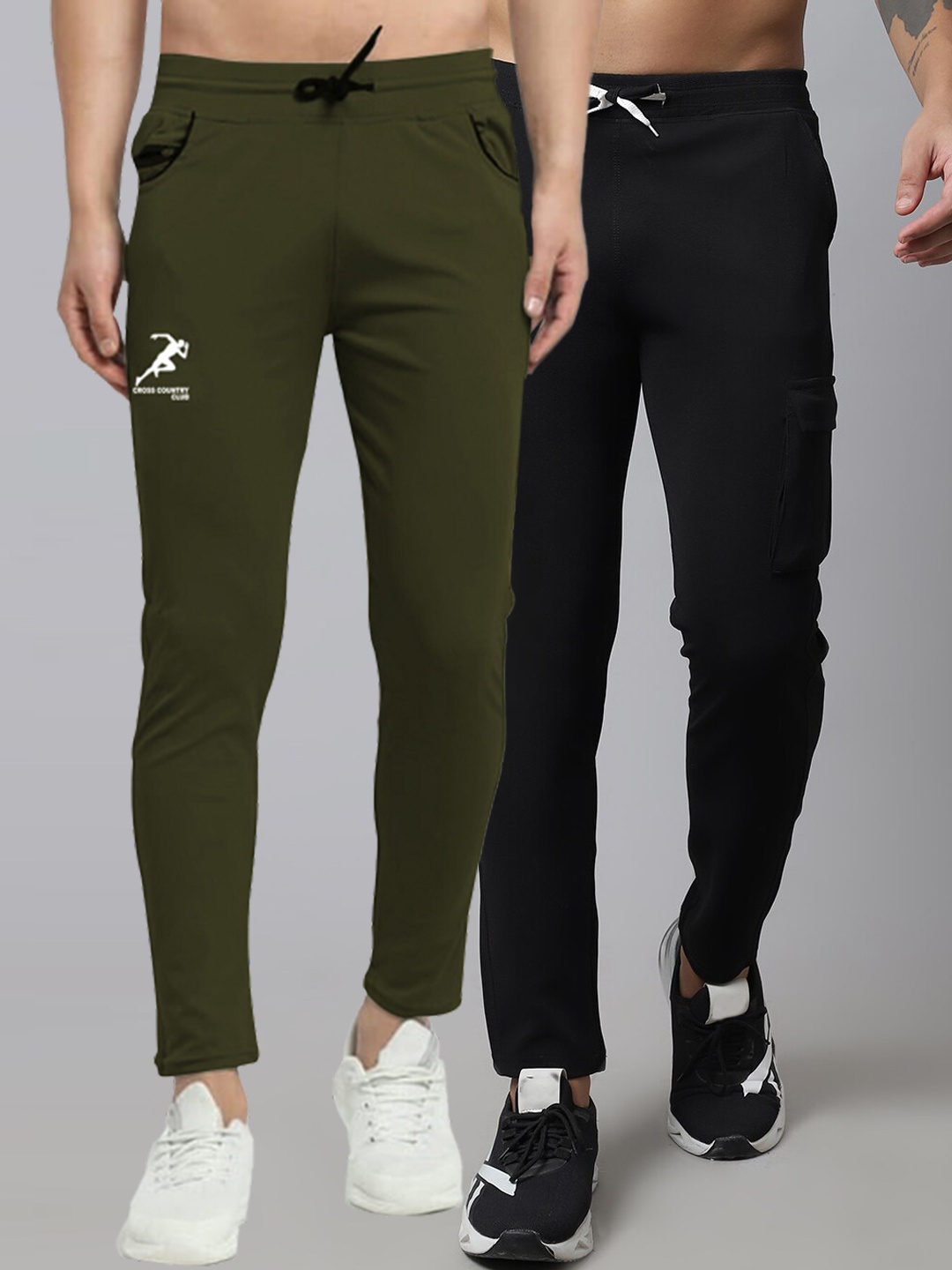 

GRACIT Men Cotton Pack Of 2 Track Pants, Black