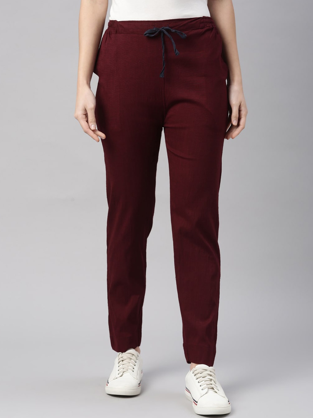 

Kryptic Women Regular Fit Trousers, Burgundy