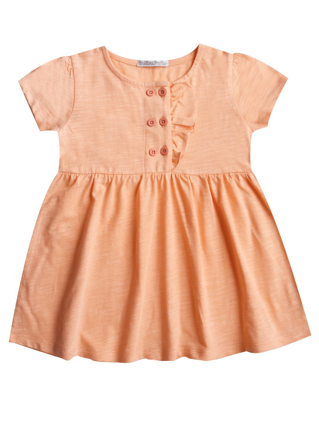 

milou Solid Girls Pure Cotton Fit & Flare Dress, Peach