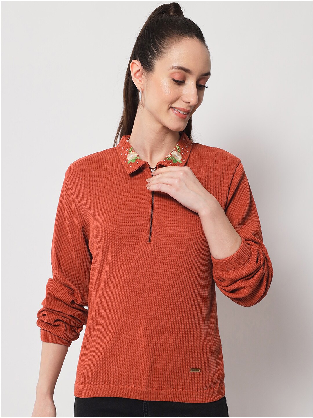 

Yaadleen Women Cotton Sweatshirt, Rust