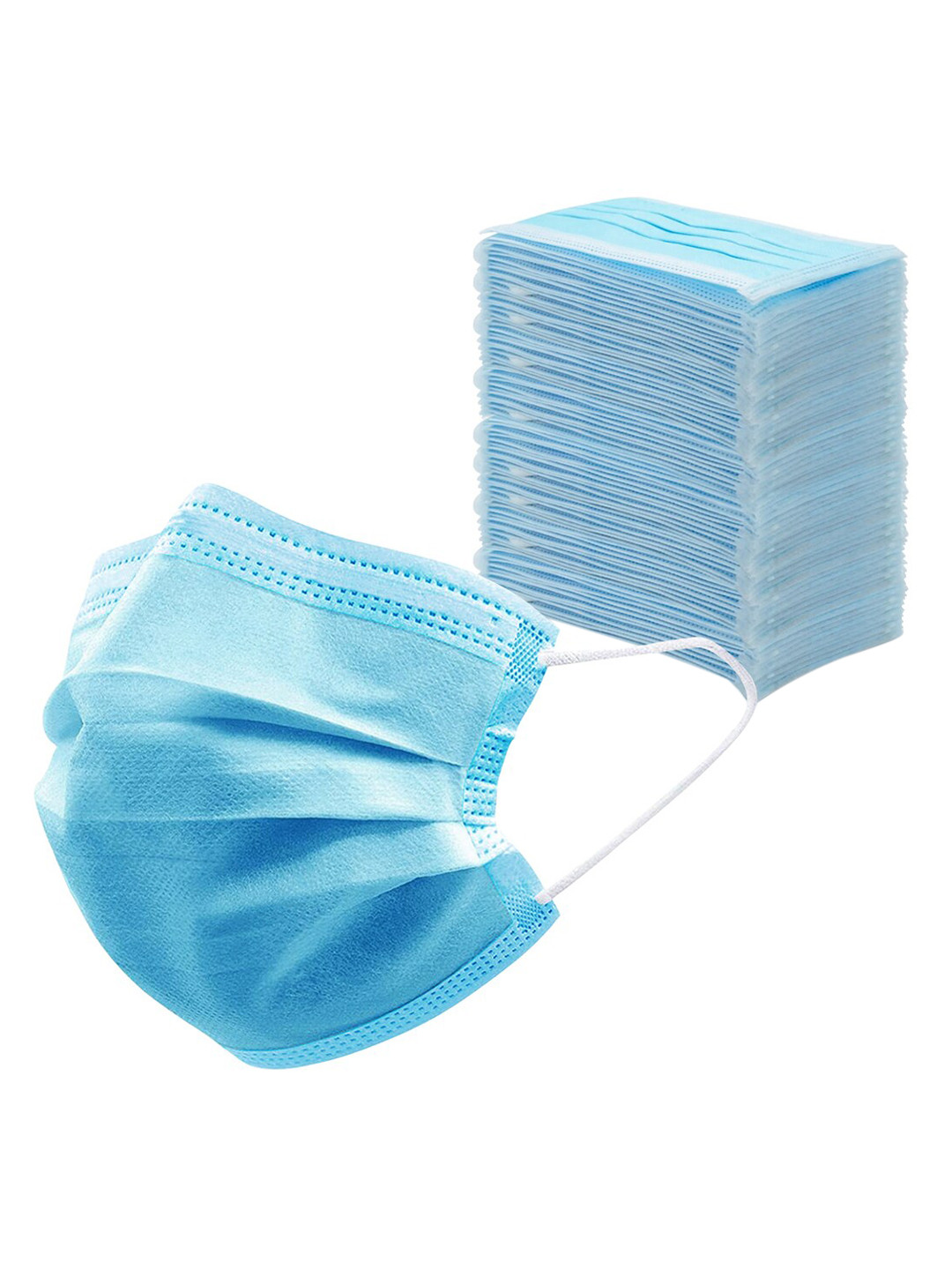 

Story@home Pack of 100 3-Ply Single-Use Disposable Outdoor Masks, Blue