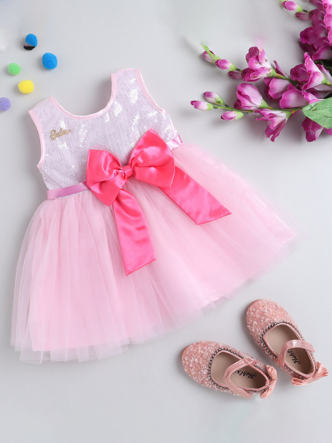

MANY FROCKS & Girls Embellished Net Dress, Pink