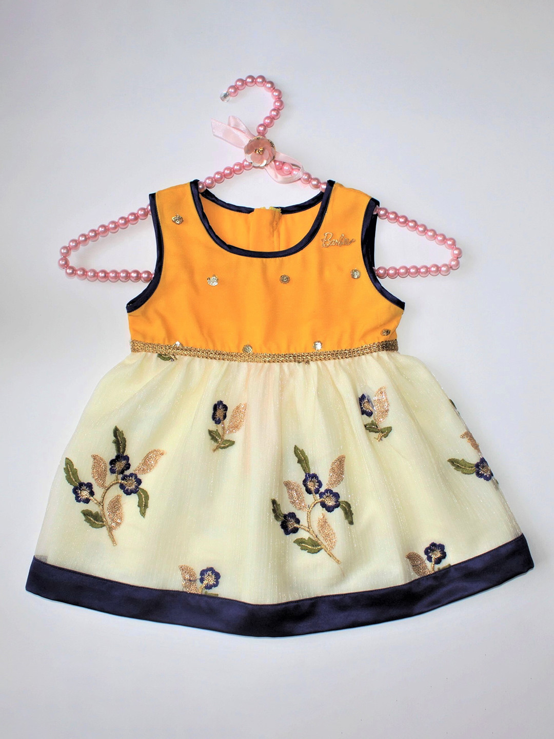 

MANY FROCKS & Girls Floral Embroidered Dress, Yellow
