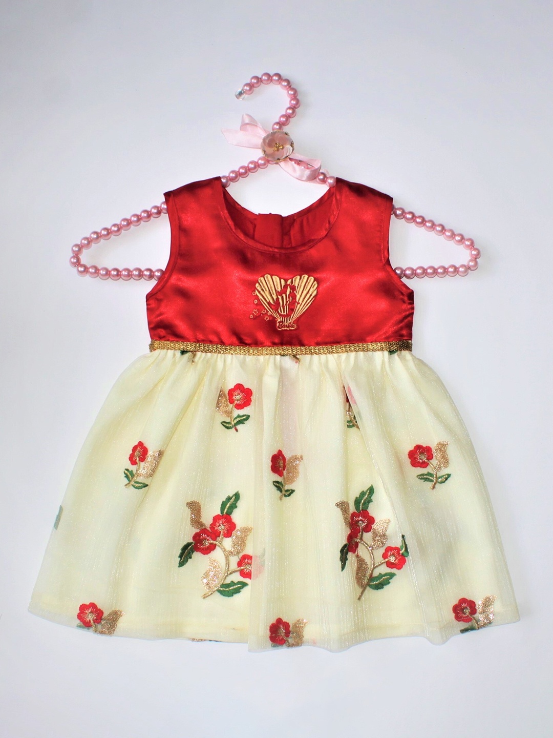 

MANY FROCKS & Girls Floral Embroidered Dress, Red