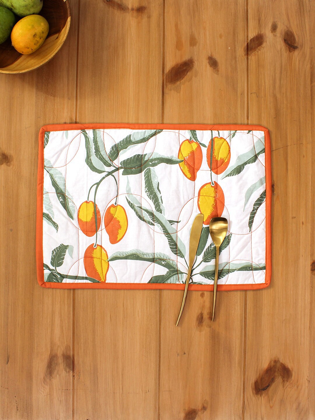 

House This White & Green Printed Cotton Table Placemats