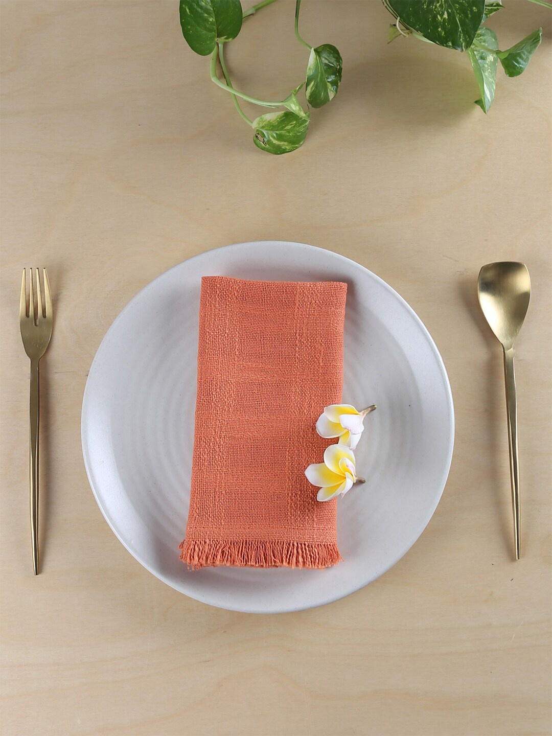 

House This Barkheda Rust Orange Pure Cotton Table Napkin